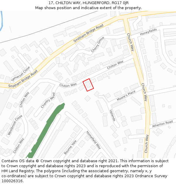 17, CHILTON WAY, HUNGERFORD, RG17 0JR: Location map and indicative extent of plot