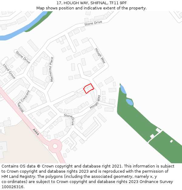 17, HOUGH WAY, SHIFNAL, TF11 9PF: Location map and indicative extent of plot