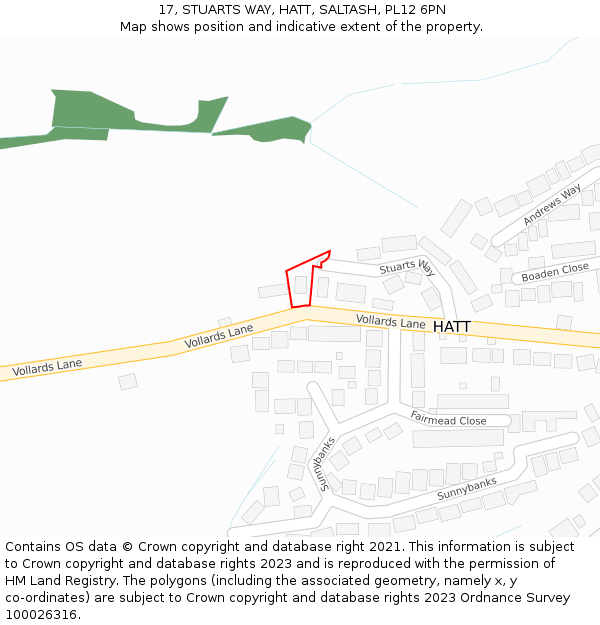 17, STUARTS WAY, HATT, SALTASH, PL12 6PN: Location map and indicative extent of plot