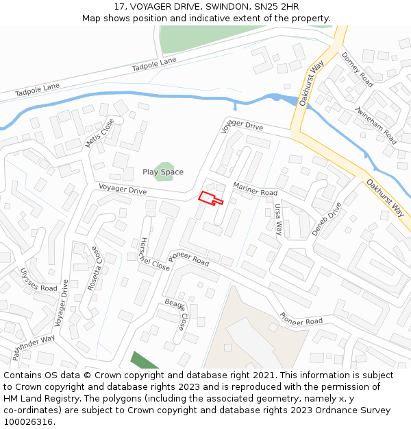 17, VOYAGER DRIVE, SWINDON, SN25 2HR: Location map and indicative extent of plot