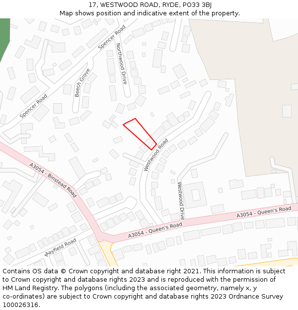 17, WESTWOOD ROAD, RYDE, PO33 3BJ: Location map and indicative extent of plot