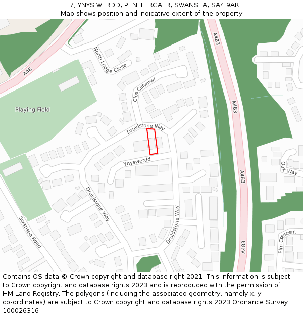 17, YNYS WERDD, PENLLERGAER, SWANSEA, SA4 9AR: Location map and indicative extent of plot