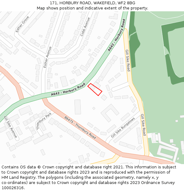 171, HORBURY ROAD, WAKEFIELD, WF2 8BG: Location map and indicative extent of plot