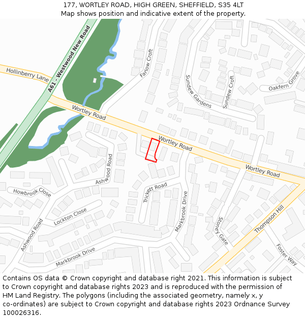 177, WORTLEY ROAD, HIGH GREEN, SHEFFIELD, S35 4LT: Location map and indicative extent of plot