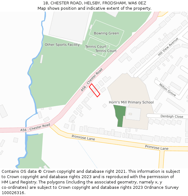 18, CHESTER ROAD, HELSBY, FRODSHAM, WA6 0EZ: Location map and indicative extent of plot