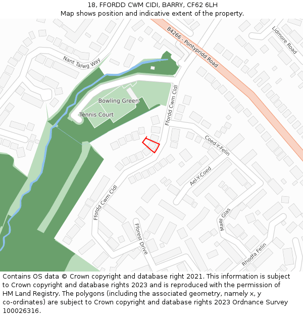 18, FFORDD CWM CIDI, BARRY, CF62 6LH: Location map and indicative extent of plot