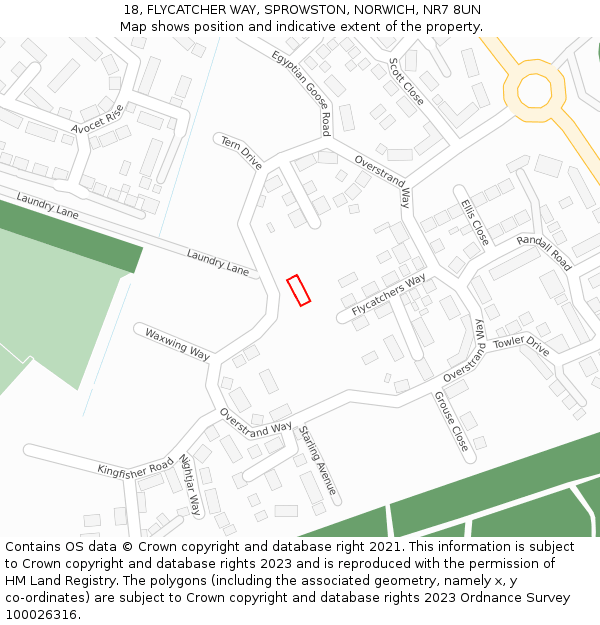 18, FLYCATCHER WAY, SPROWSTON, NORWICH, NR7 8UN: Location map and indicative extent of plot