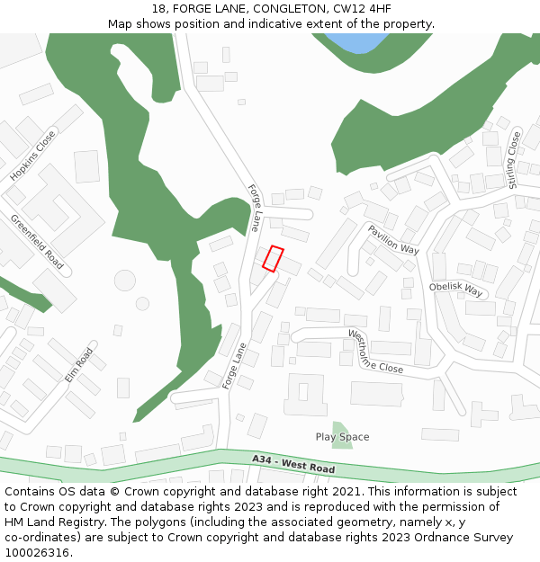 18, FORGE LANE, CONGLETON, CW12 4HF: Location map and indicative extent of plot