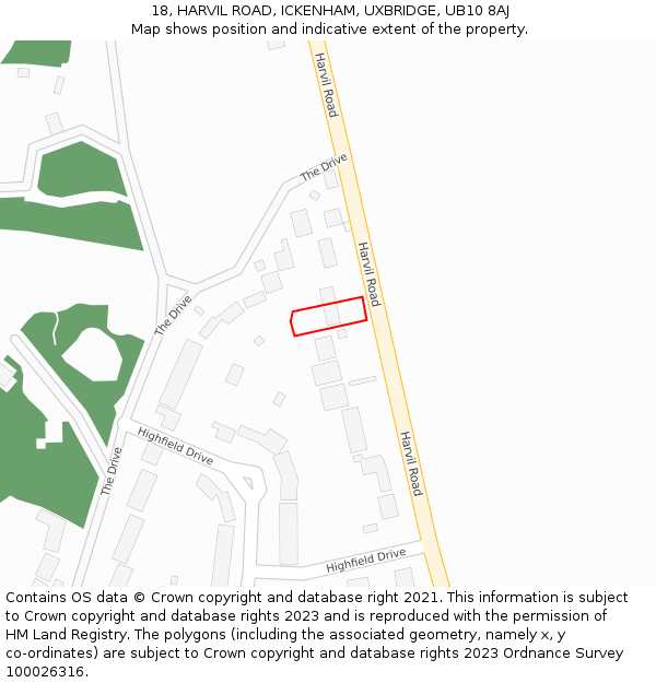 18, HARVIL ROAD, ICKENHAM, UXBRIDGE, UB10 8AJ: Location map and indicative extent of plot