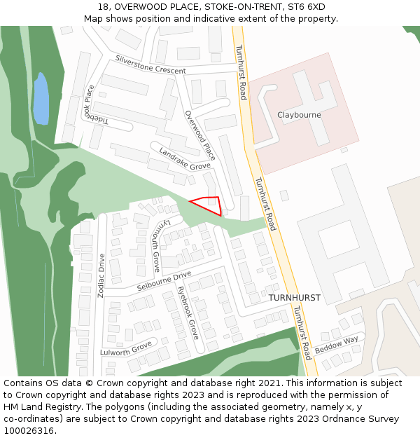 18, OVERWOOD PLACE, STOKE-ON-TRENT, ST6 6XD: Location map and indicative extent of plot