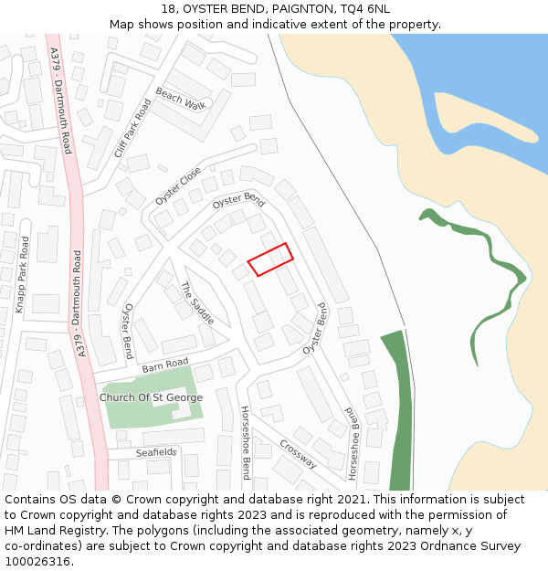 18, OYSTER BEND, PAIGNTON, TQ4 6NL: Location map and indicative extent of plot