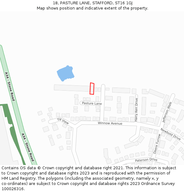 18, PASTURE LANE, STAFFORD, ST16 1GJ: Location map and indicative extent of plot