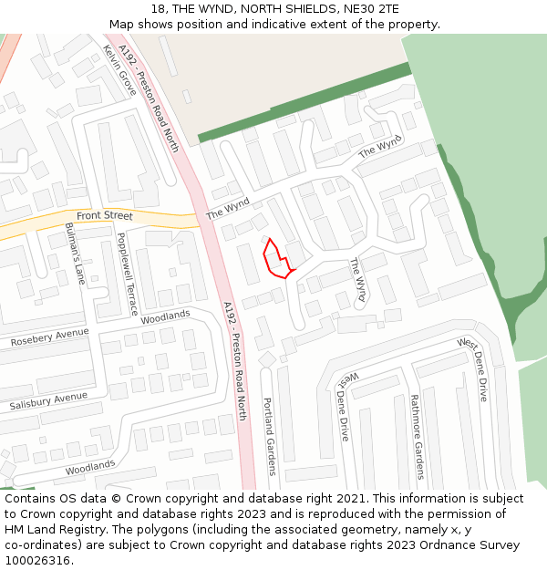 18, THE WYND, NORTH SHIELDS, NE30 2TE: Location map and indicative extent of plot