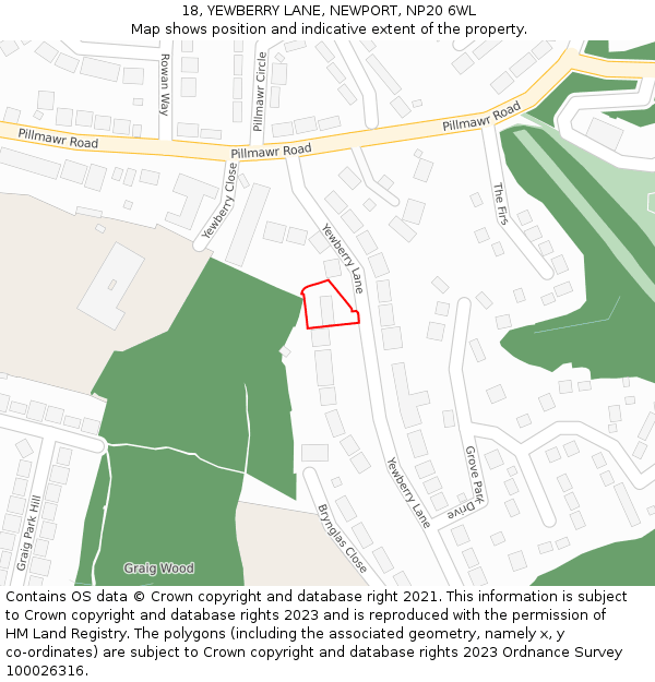 18, YEWBERRY LANE, NEWPORT, NP20 6WL: Location map and indicative extent of plot