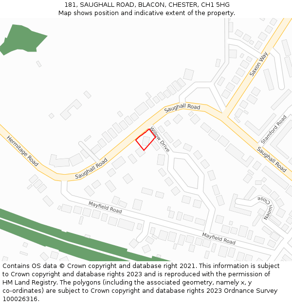 181, SAUGHALL ROAD, BLACON, CHESTER, CH1 5HG: Location map and indicative extent of plot