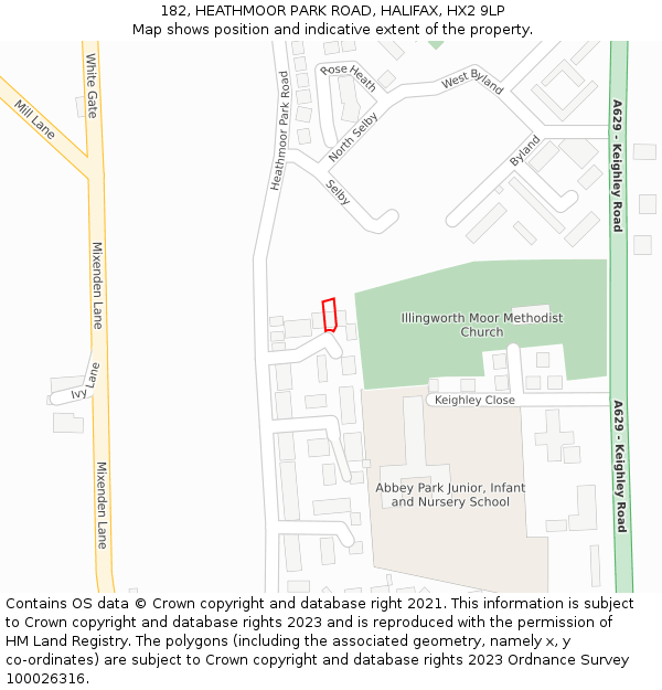 182, HEATHMOOR PARK ROAD, HALIFAX, HX2 9LP: Location map and indicative extent of plot