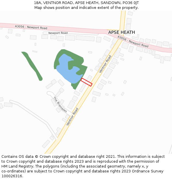 18A, VENTNOR ROAD, APSE HEATH, SANDOWN, PO36 0JT: Location map and indicative extent of plot