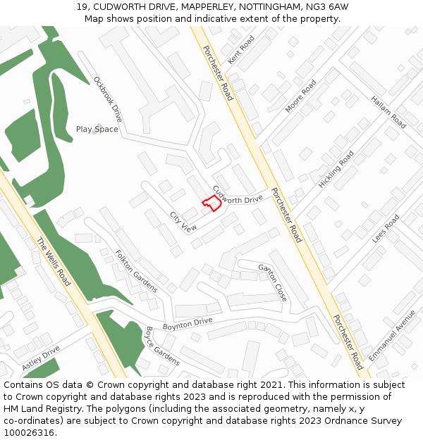 19, CUDWORTH DRIVE, MAPPERLEY, NOTTINGHAM, NG3 6AW: Location map and indicative extent of plot