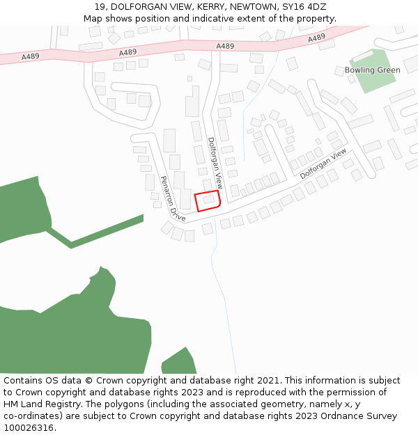 19, DOLFORGAN VIEW, KERRY, NEWTOWN, SY16 4DZ: Location map and indicative extent of plot