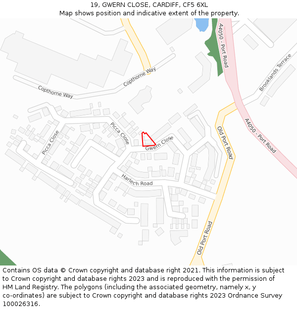 19, GWERN CLOSE, CARDIFF, CF5 6XL: Location map and indicative extent of plot