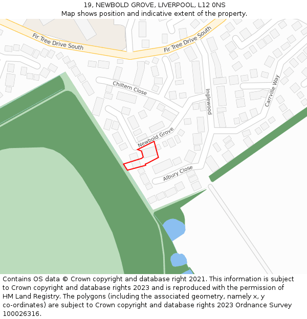 19, NEWBOLD GROVE, LIVERPOOL, L12 0NS: Location map and indicative extent of plot