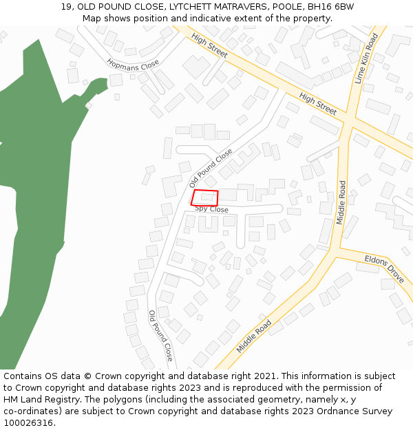 19, OLD POUND CLOSE, LYTCHETT MATRAVERS, POOLE, BH16 6BW: Location map and indicative extent of plot