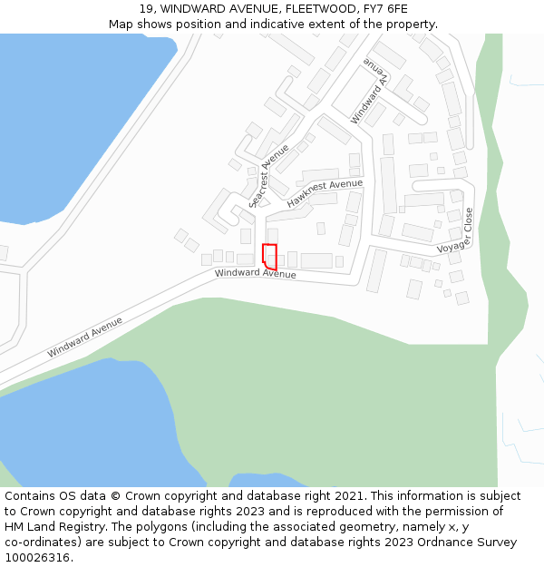 19, WINDWARD AVENUE, FLEETWOOD, FY7 6FE: Location map and indicative extent of plot