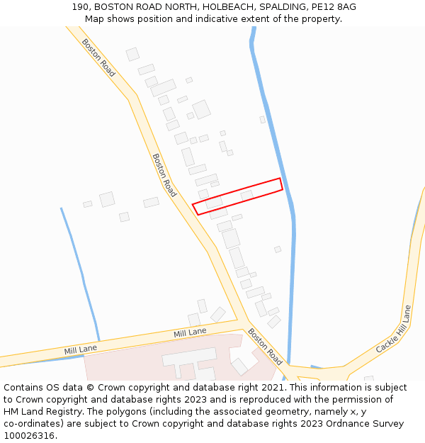 190, BOSTON ROAD NORTH, HOLBEACH, SPALDING, PE12 8AG: Location map and indicative extent of plot