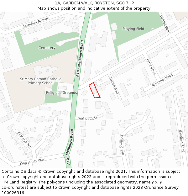 1A, GARDEN WALK, ROYSTON, SG8 7HP: Location map and indicative extent of plot