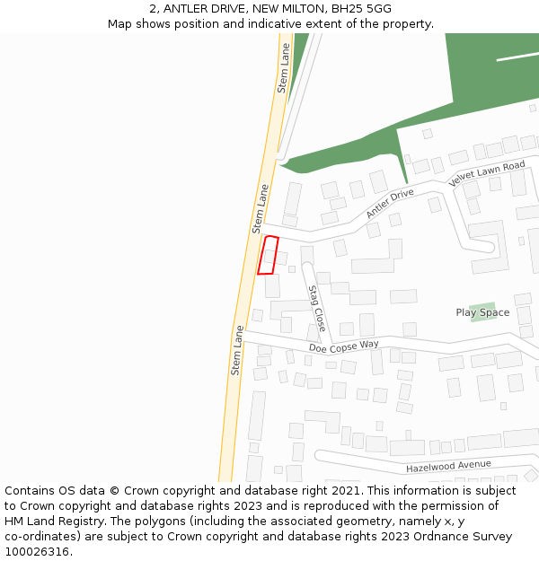 2, ANTLER DRIVE, NEW MILTON, BH25 5GG: Location map and indicative extent of plot