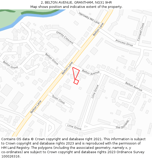 2, BELTON AVENUE, GRANTHAM, NG31 9HR: Location map and indicative extent of plot