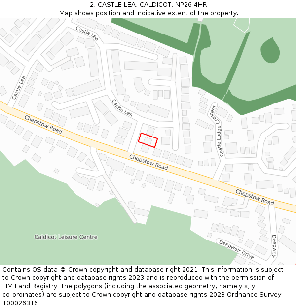 2, CASTLE LEA, CALDICOT, NP26 4HR: Location map and indicative extent of plot