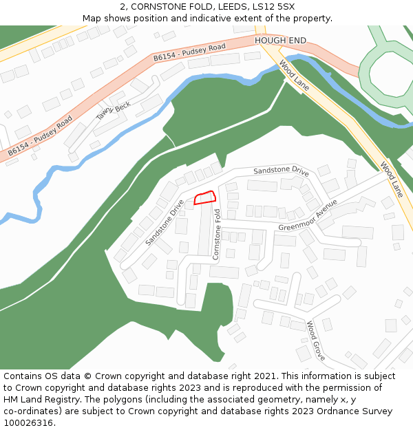 2, CORNSTONE FOLD, LEEDS, LS12 5SX: Location map and indicative extent of plot