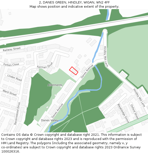 2, DANES GREEN, HINDLEY, WIGAN, WN2 4FF: Location map and indicative extent of plot