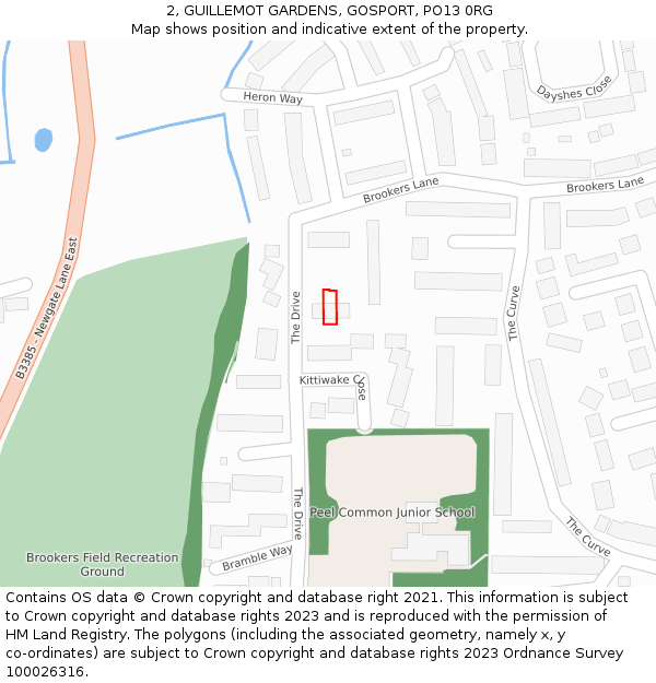 2, GUILLEMOT GARDENS, GOSPORT, PO13 0RG: Location map and indicative extent of plot