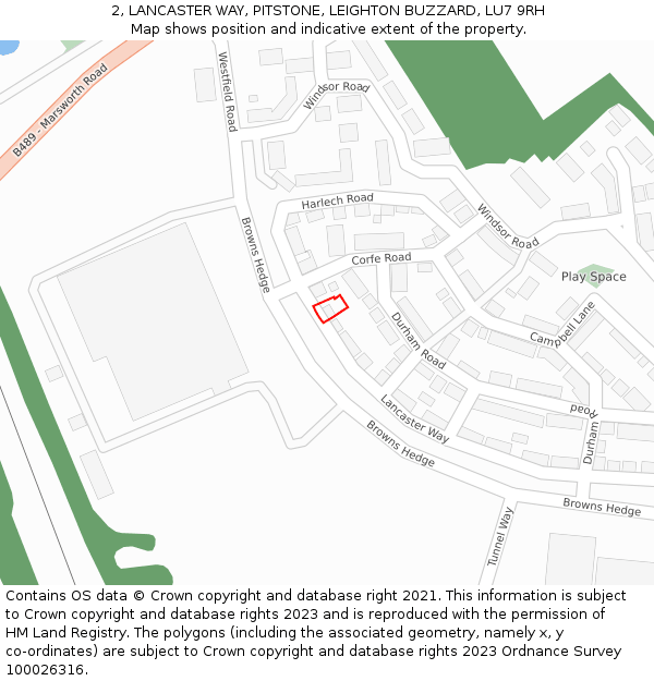 2, LANCASTER WAY, PITSTONE, LEIGHTON BUZZARD, LU7 9RH: Location map and indicative extent of plot