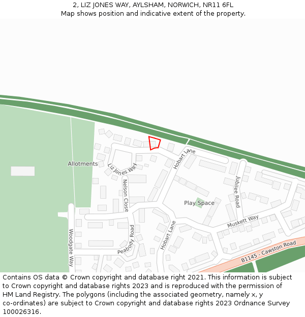 2, LIZ JONES WAY, AYLSHAM, NORWICH, NR11 6FL: Location map and indicative extent of plot