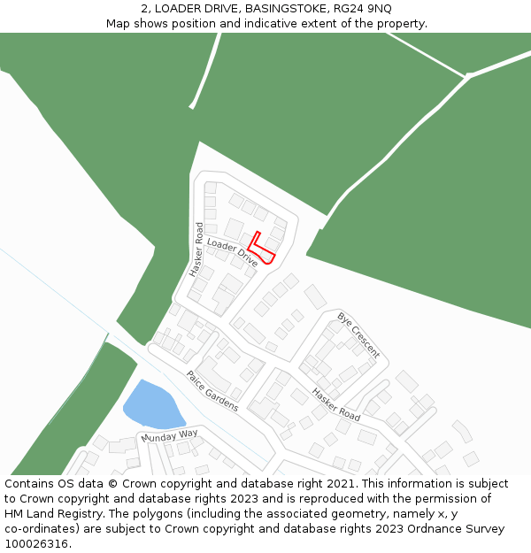 2, LOADER DRIVE, BASINGSTOKE, RG24 9NQ: Location map and indicative extent of plot