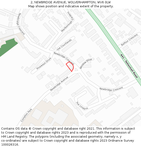 2, NEWBRIDGE AVENUE, WOLVERHAMPTON, WV6 0LW: Location map and indicative extent of plot