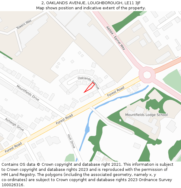 2, OAKLANDS AVENUE, LOUGHBOROUGH, LE11 3JF: Location map and indicative extent of plot