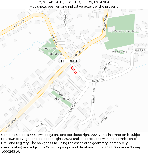 2, STEAD LANE, THORNER, LEEDS, LS14 3EA: Location map and indicative extent of plot