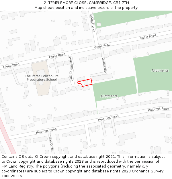 2, TEMPLEMORE CLOSE, CAMBRIDGE, CB1 7TH: Location map and indicative extent of plot