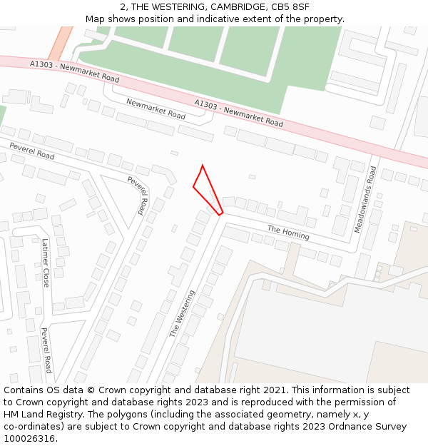 2, THE WESTERING, CAMBRIDGE, CB5 8SF: Location map and indicative extent of plot