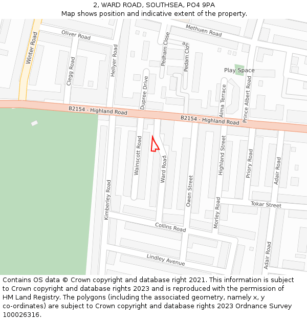 2, WARD ROAD, SOUTHSEA, PO4 9PA: Location map and indicative extent of plot