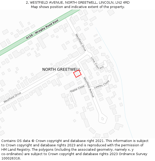 2, WESTFIELD AVENUE, NORTH GREETWELL, LINCOLN, LN2 4RD: Location map and indicative extent of plot