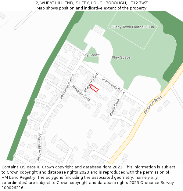 2, WHEAT HILL END, SILEBY, LOUGHBOROUGH, LE12 7WZ: Location map and indicative extent of plot