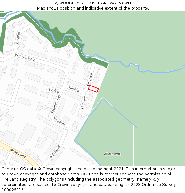 2, WOODLEA, ALTRINCHAM, WA15 8WH: Location map and indicative extent of plot