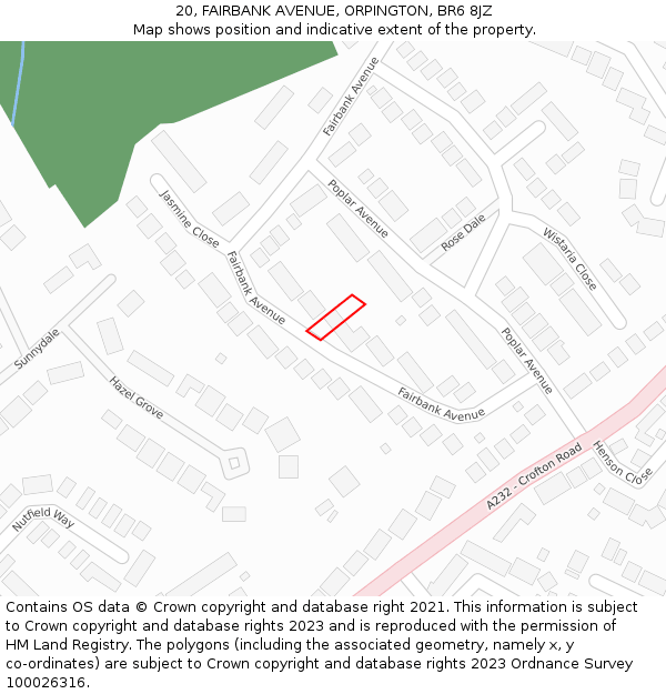 20, FAIRBANK AVENUE, ORPINGTON, BR6 8JZ: Location map and indicative extent of plot