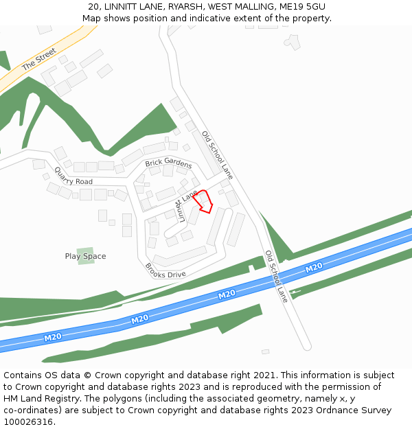 20, LINNITT LANE, RYARSH, WEST MALLING, ME19 5GU: Location map and indicative extent of plot