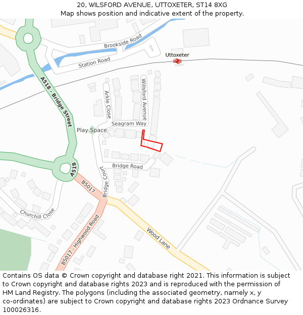 20, WILSFORD AVENUE, UTTOXETER, ST14 8XG: Location map and indicative extent of plot